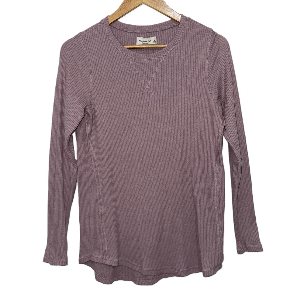 Womens Abercrombie Soft AF Cozy Purple Ribbed Knit Crew Neck Sweater Size Large